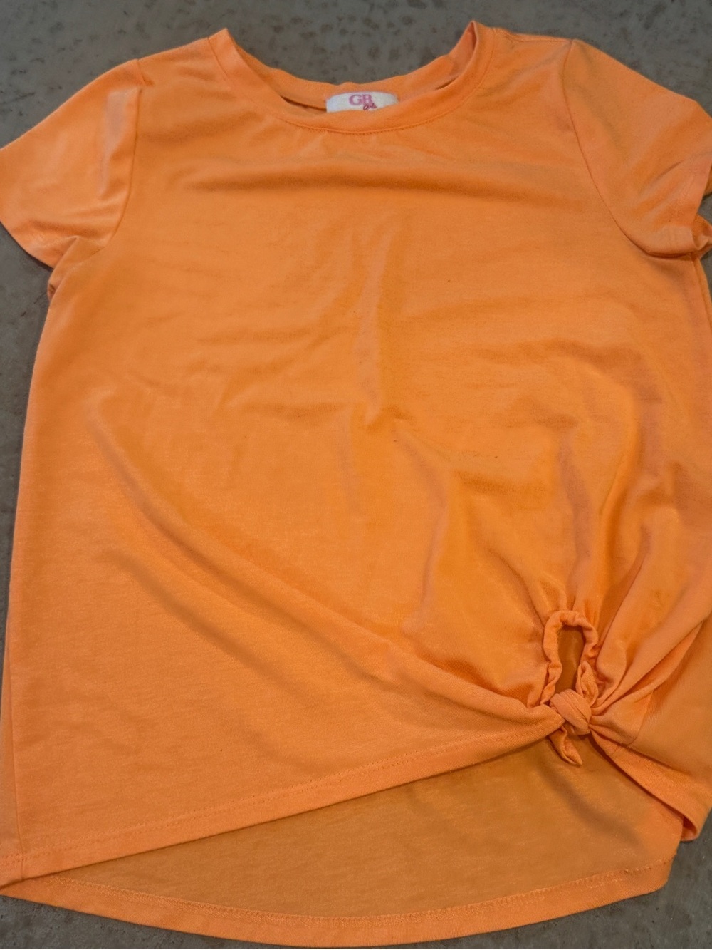 GB Girls Orange Knot-Front Short Sleeve Top